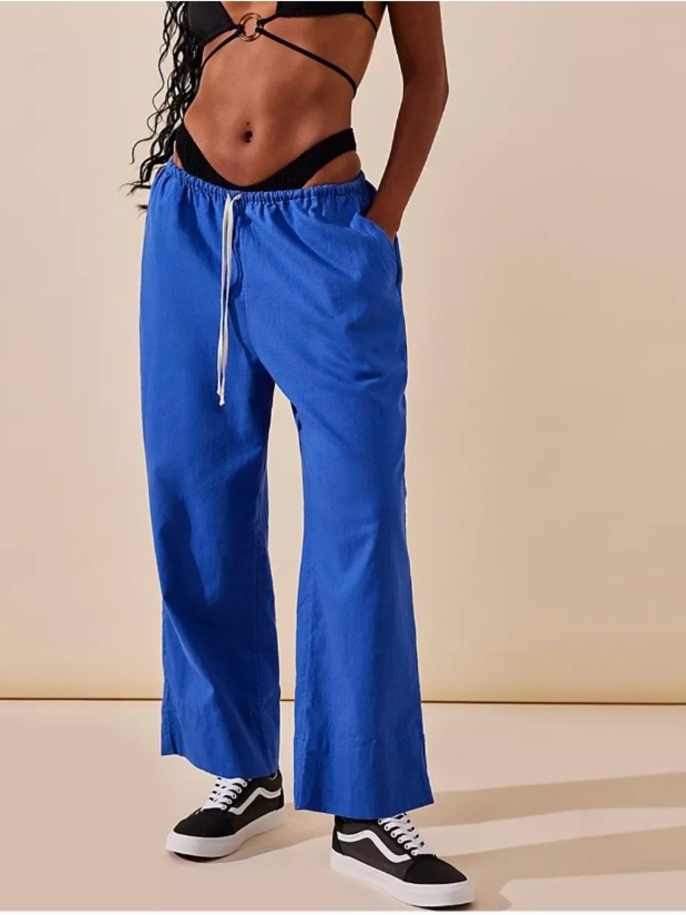 Free People Wide Leg Livin'In It Cotton Linen Pants XS Slouchy, Relaxed